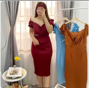 Ami Collection Dress Scuba Formal Midi / Dress Wanita Formal / Dress Scuba / Dress Formal / Dress Wanita / Dress / Dress Midi Uk M