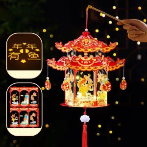 NOER PVC Mid-Autumn Festival Lanterns Handheld DIY Assembly Handheld Lantern Blessing Words Palace Lantern Mid-Autumn Festival