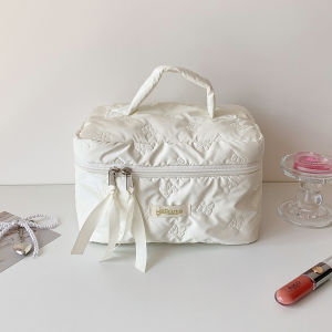 ins Simple style small floral print hand-held makeup bag large capacity cosmetic storage bag portable toiletry storage bag for women
