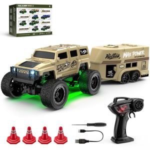 ALLLUCK có kèm theo Trailer Xe leo núi điều khiển từ xa mini 1:64 Quy mô đầy đủ Mô hình đồ chơi trẻ em Điều khiển từ xa 2.4G Xe địa hình Đồ chơi quà tặng