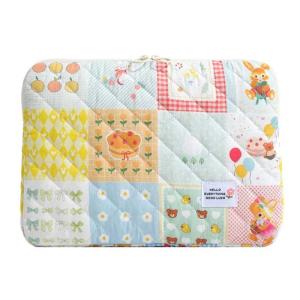 Cute Flower Laptop Bag Quilted Cotton Shockproof Tablet Sleeve Case Computer Soft Protective Pouch 11/13/15inch