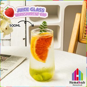 Homehub Water Cup Coffee Milk Vertical Pattern Glass Simple Style High-Value Household Drink Cups 500ml