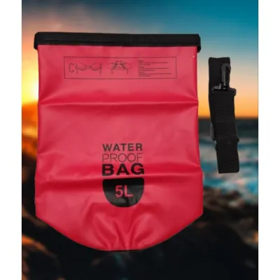Dry Bag Waterproof 5L Tas Tahan Air PVC Roll Top Camping Hiking Rafting Kayak Pantai Outdoor Tas Selempang