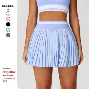 MUTUER Color Blocking Pleated Sports Short Skirt Women High Waisted A-line Anti Glare Fitness Golf Tennis Skirts