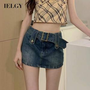 IELGY womens summer fashion denim half body a line culottes