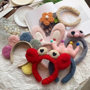 Winter Cartoon Flower Headwear For Women Lamb Hair Band Wash Makeup Headband Children Kids Girl Cute Hair Hoop Hair Accessories