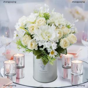 [COD] zhangyuqing 1PC Artificial Rose Flowers Wedding Home Bedroom Decor Bridal Bouquet Garden Silk Dahlia Hydrangeas Vase For Board Outdoors