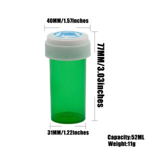 Shaowu City 13 Dram Push Down & Turn Vial Container Pocket Size Airtight Plastic Storage Herb Stash Jar with Safe-Lock 50ml