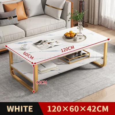 Modern Marble texture Design Center Table Desk Coffee Table White Gold Frame Center Table