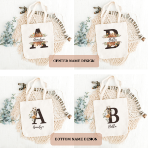 Personalized Tote Bag Monogram Name Canvas Bag | Custom Tote Bag Perfect Holiday Gift & Everyday Use