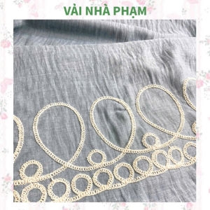 VẢI ĐŨI VÂN MÂY HOA CHÂN 2 ĐẦU NỀN XÁM XANH - KHỔ VẢI 1.5M - VẢI NHÀ PHẠM