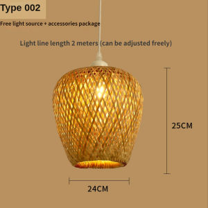 Japanese bamboo woven chandelier ceiling decorative lamp living room bedroom dining ceiling lamp Hotel Villa decorative lamp 3 heads chandelier