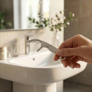 BEAUTYLADIES Reusable Stainless Steel Toothpick Set Tartar Removal Tool with 50m Dental Floss Portable Teeth Cleaner Convenient Floss Stick Fresh Breath Dental Flosser for Tooth Oral Clean