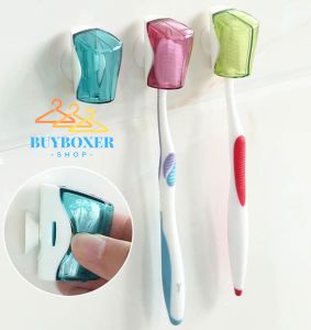 BUYBOXER SHOP Toothbrush Holder Case with Suction Cup 1 Pcs Wall Toothbrush Holder with Cover