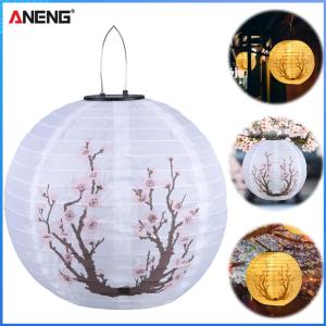 【ANENG】30cm LED Solar Lantern with Plum Blossom Pattern Waterproof Hanging Light for Garden Patio Outdoor Decoration