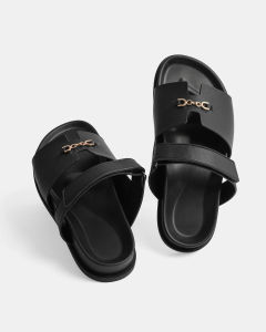Leonardo Dép Nam Jack Quai Ngang Da Microfiber Phối Da Sít Khóa Kim Loại Bit-Strap Đế Cao 3cm Tôn Dáng