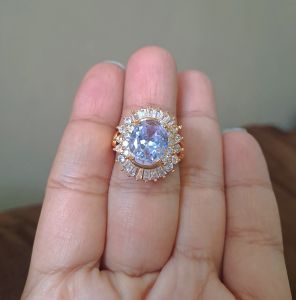 Cincin Wanita Hijab Bunga Lala Full Kristal Titanium 22 K ( Emas)