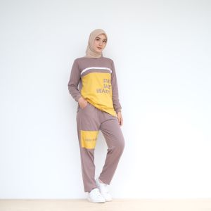 Baju Olahraga Wanita Setelan - Setelan Olahraga Wanita Panjang - One Set Olahraga Senam Lari Sepeda - Baju Olahraga 1 Set Wanita Muslim - Vira Set