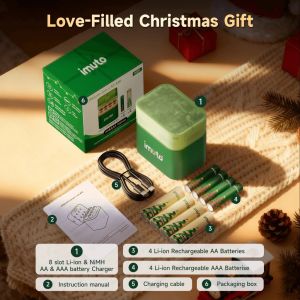 Imuto new Li-ion&Ni-MH 1.5 V 3000mwh imuto Rechargeable 4AA & 4AAA Batteries Lithium-ion with Charger 8 Pcs 1.5V for Christmas Toys Remote