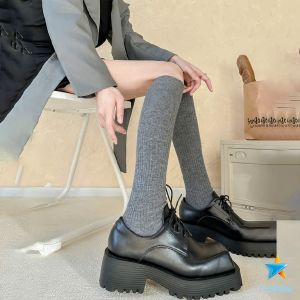 TookDee ถุงเท้ายาว สไตล์โลลิต้า ยืดหยุ่นสูง สีพื้น สําหรับสวมใส่ทุกวัน Women Socks