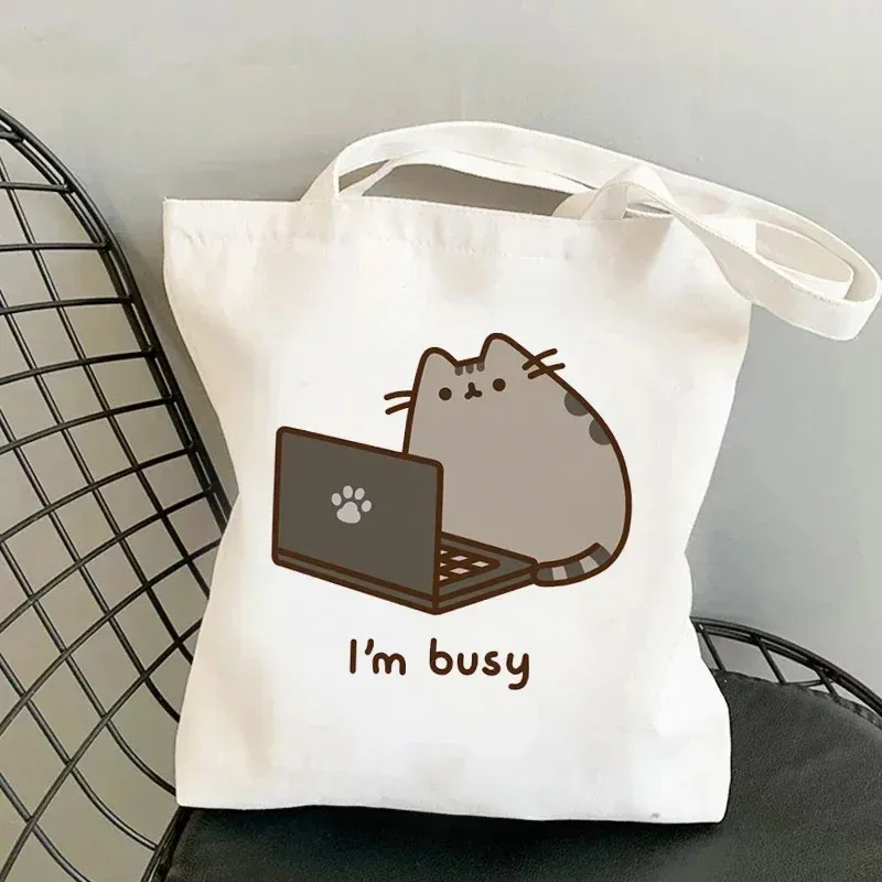 Funny Cat Meme Tote Bags for Women Resuable Shopping Bag Eco Large