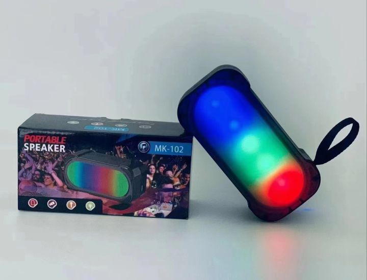 PORTABLE MK-102 SUPER BASS BLUETOOTH WIRELESS SPEAKER WITH RGB LIGHT ...
