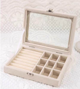 Small Jewellery Accessories Storage Box Organizer with Transparent Lid & Inner Velvet for Earring/Pendant/Necklace / Rings