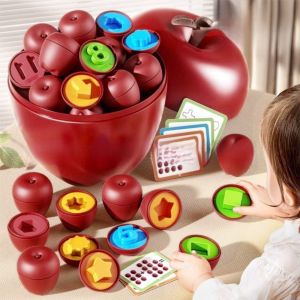 CHUAN Geometric Shape Shape Sorting Toy Fine Motor Skills Cognition Learn Educational Toy Cute Colors Digital Fruit Vegetable Set Children