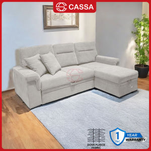 [NEW LAUNCH-Free 2 Pillows] Cassa Mona 3 Seater King Size Sofa L Shape Sofa with Multifunctional Sofa Bed Storage Box