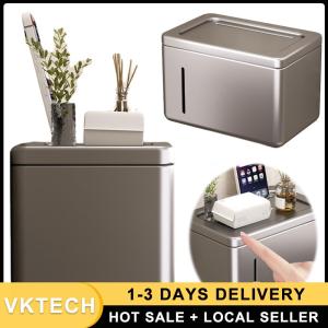 Square Wall Mounted Storage Box with Lid Wall Mounted Toilet Paper Holder Aluminum Alloy Toilet Tissue Box for Luxury Hotel Household Bathroom