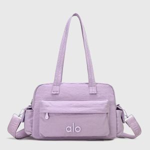Alo Square Nylon Crossbody Bag for Women Multi Pockets Water Resistant Lightweight Duffle Handbag Detachable Strap Gym Daily Travel Shoulder Bag