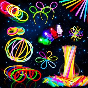 Local Luminous Colorful Glow Sticks Glowing in The Dark DIY Bracelet Necklace for Birthday Wedding Party Decor