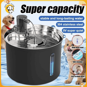CRUSHES 3L Pet Water Fountain Stainless Large Capacity Water Dispenser  Ultra-quiet Cat Feeder For Dog Cat