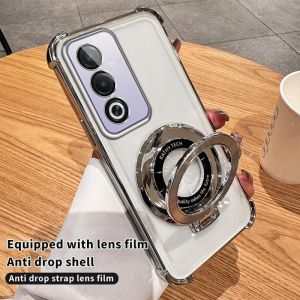 Casing For Oppo A3 Pro A3x A3Pro 5G 2024 Phone Case Global Version Electroplated Soft Suction Bracket Stand Ring Holder Back Cover