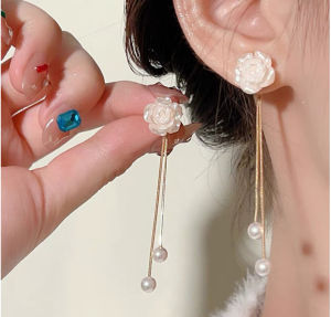 Korean Trendy Earrings Peal Earrings Butterfly Earrings Heart Rhinestone Long Tassel Temperament Drop Earrings