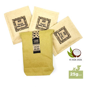 Combo dùng thử 3 gói bột ca cao sữa dừa CACAOMI - Thức uống sô cô la đậm đà cacao nguyên chất thơm ngon 20g/gói