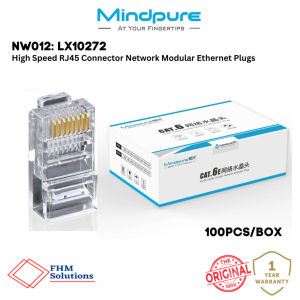 MINDPURE NW012 RJ45 Cat6 Crystal Network Modular Plug 3U (100PCS) - High Speed Ethernet Connector Network Modular Plug - 100PCS/BOX