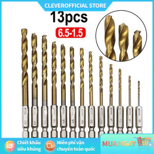 ⚡Miễn Phí Vận Chuyển⚡ Bộ 13 Mũi Khoan Chất Liệu Thép Gió HSS Bọc Titanium Chuôi Lục Giác Khoan Gỗ Nhựa