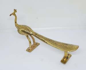 นกยูง มือจับประตู มือ มือจับ ที่เปิดตู้ มือจับ ประตู ทองเหลือง สำริต ดั้งเดิม แท้ๆ ยาว 6นิ้ว. H-002