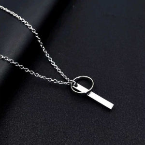 Kalung Titanium Pria Terbaru Anti Karat Dan Luntur Model Balok Cincin Elegan