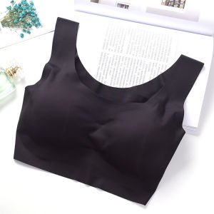Lizida Women Ice Silk Seamless Yoga Fitness Sports Bra Wireless Padded Sleep Underwear Vest