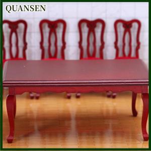 QUANSEN 1 Piece DIY Accessories Miniatures Wooden Retro Simulation Dining Table Chair 1:12 Dollhouse Furniture Toy