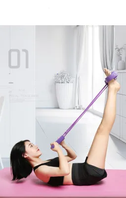*SG seller* Multifunction Fitness Resistance Band Pedal Exerciser Leg Yoga Pull Unisex rope Sit-up Bodybuilding Expander Puller