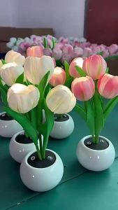 Mothers Day LED Tulip Bouquet Cute Atmosphere Night Light for Valentine Gift Mothers Day Birthday Gift