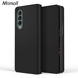 Miimall Samsung Galaxy Z พับ3 2021ปกหนังคาร์บอนไฟเบอร์เคสหนังสำหรับ Galaxy Z พับ2 2020/พับ1 2019หน้าจอพับ Stylish All-Inclusive Anti-Fall ฝาครอบป้องกัน