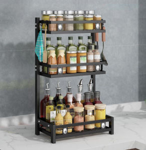 🌟READY STOCK🌟Kitchen Spice Rack Stainless Steel Seasoning Storage Rak Condiment Rack Seasoning Rack [E19]