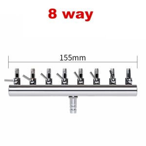 Stainless Steel Fish Tank Air Flow Splitter Aquarium Air Pump Control Valve Divider 8mm IN 4mm OUT 2/4/6/8/10/12 Way