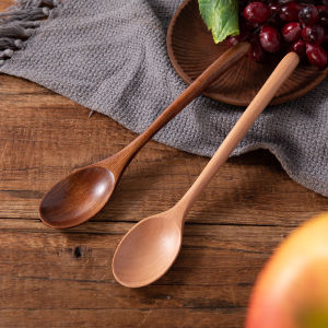 Japanese Long Handle Wooden Spoon Kitchen Soup Spoon Rice Spoon Tableware Honey Coffee Mixing Spoons