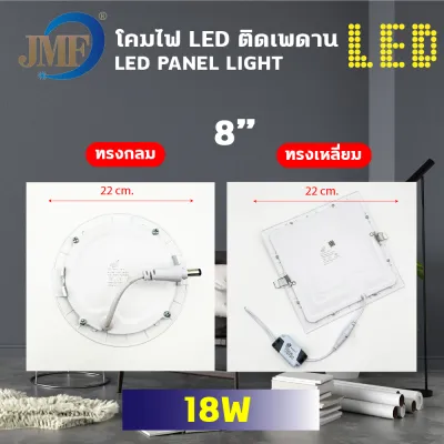 JMF โคมพาเนลไลท์แอลอีดี โคมฝังฝ้า Panel Light LED 6W 9W 12W 18W ทรงกลม ทรงเหลี่ยม มีแสงขาว แสงวอร์ม โคมฝังฝ้า โคมติดเพดาน โคมไฟดาวน์ไลท์ LED
