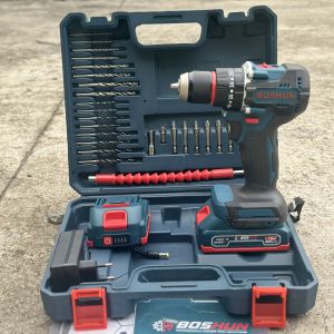 Máy Khoan Pin 5 Cell Boshun 3 Chức Năng Đầu Kẹp 10mm Autolock Không Chổi Than Tặng Kèm Bộ Mũi Khoan Mũi Vít Chuyên Dụng
